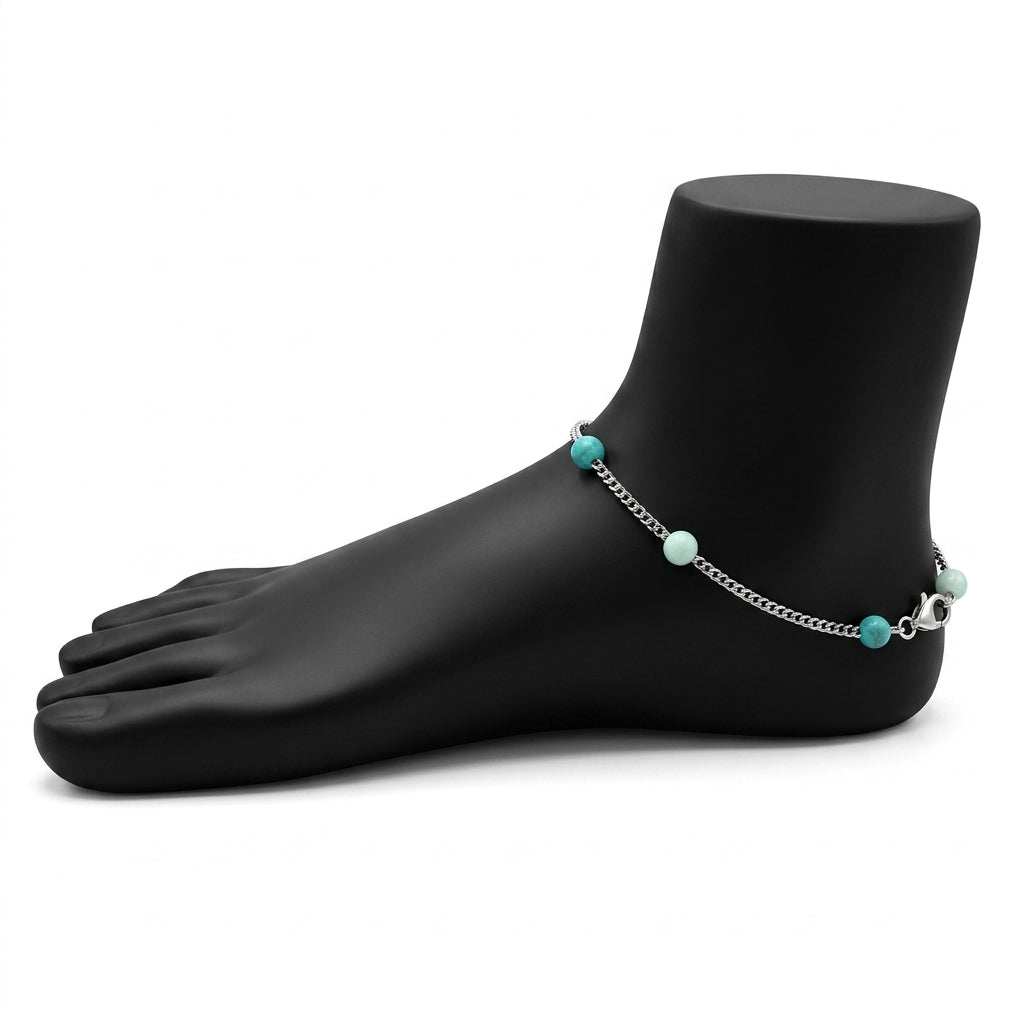 92.5 Italian Silver beaded anklet
