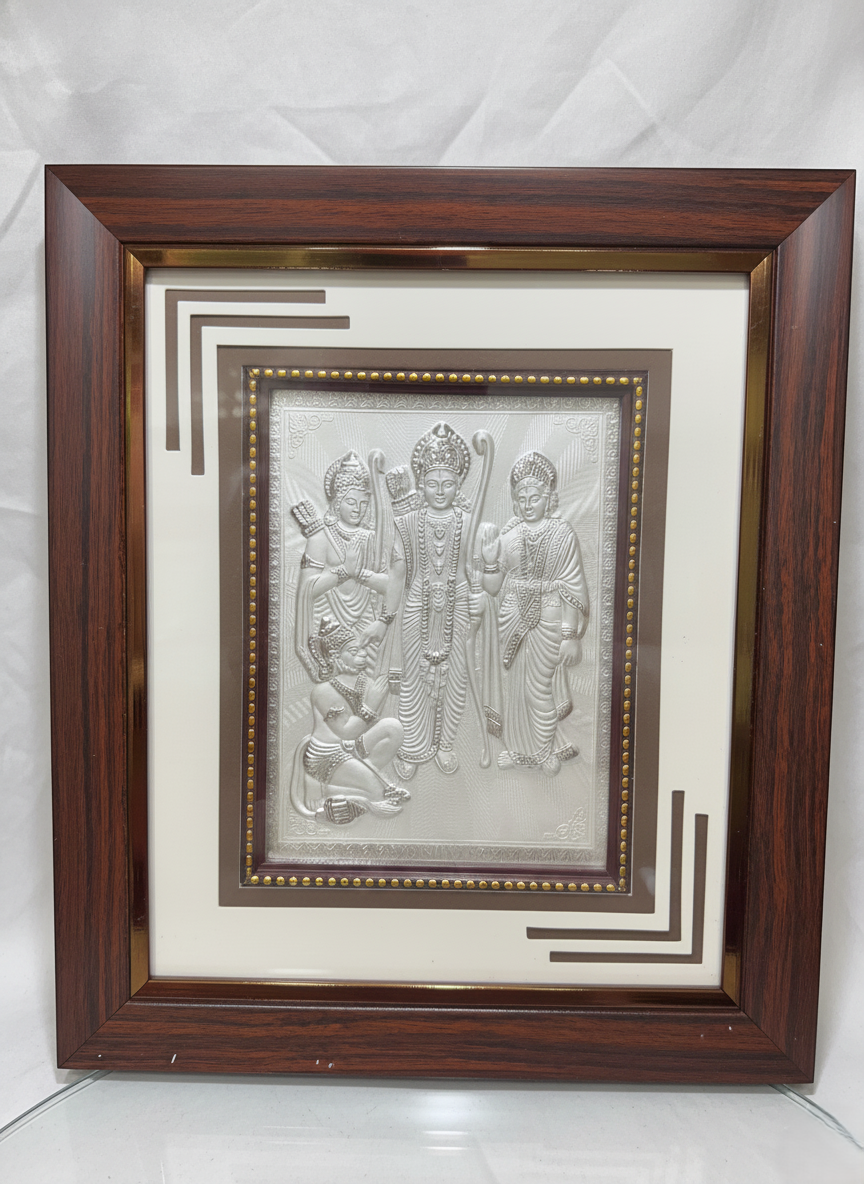 999 Pure Silver Ram Darbar Photo Frame – Symbol of Devotion, Dharma & Protection 15x13 Inch