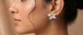 92.5 Sterling Silver Floral Leaf-Shape Earrings