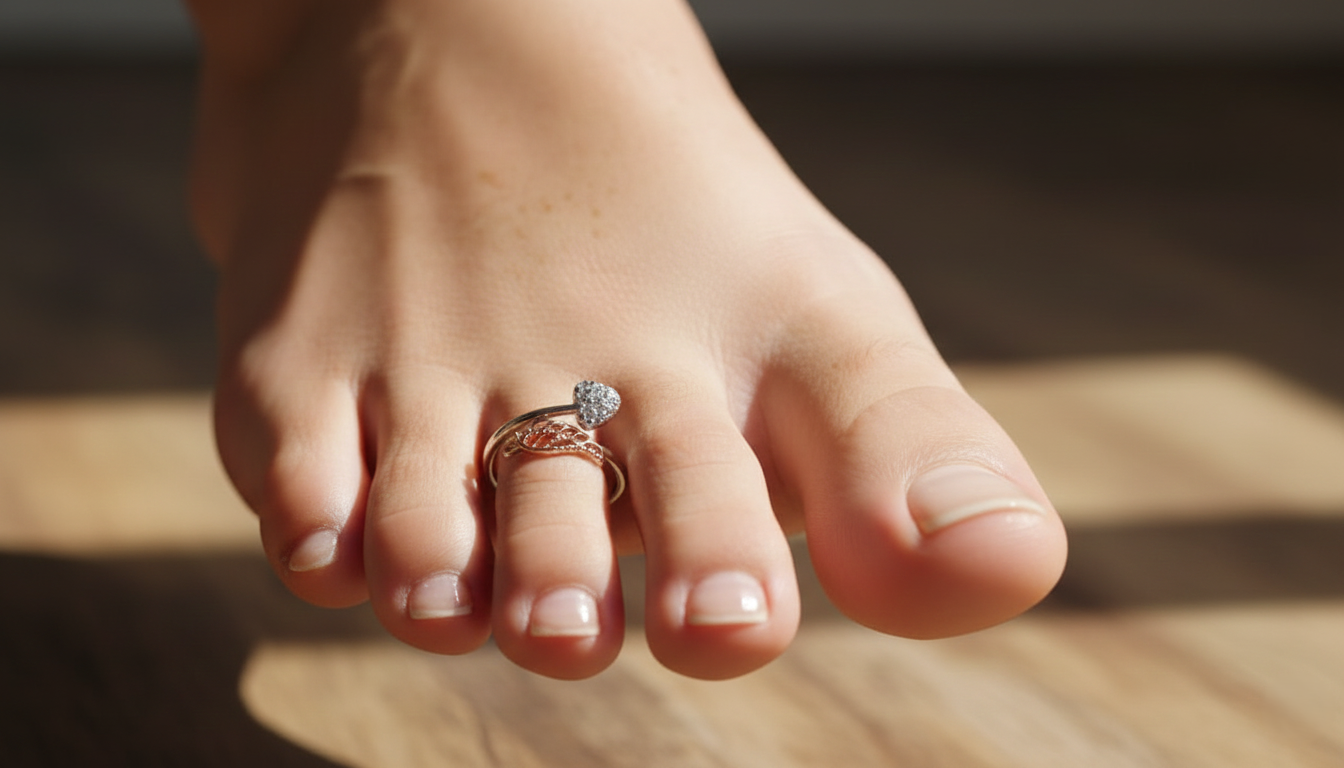 92.5 Sterling Silver Double -Tone Leaf Design Toe Ring