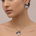 92.5 Sterling Silver Rose Gold Finish Circular Design Pendant Set