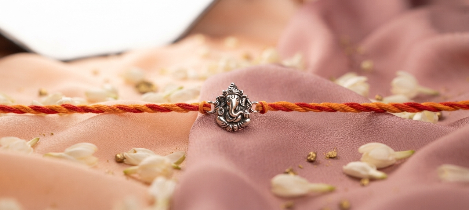 Handcrafted Divine Silver Rakhi Collection- Pack of 2