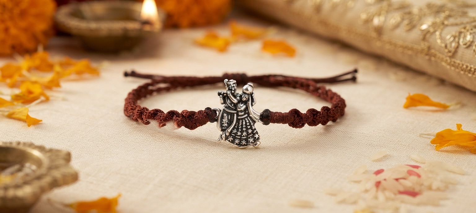 Handcrafted Divine Silver Rakhi Collection- Pack of 2