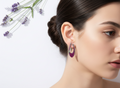 92.5 Sterling Silver Pink Stud Hoops Earring
