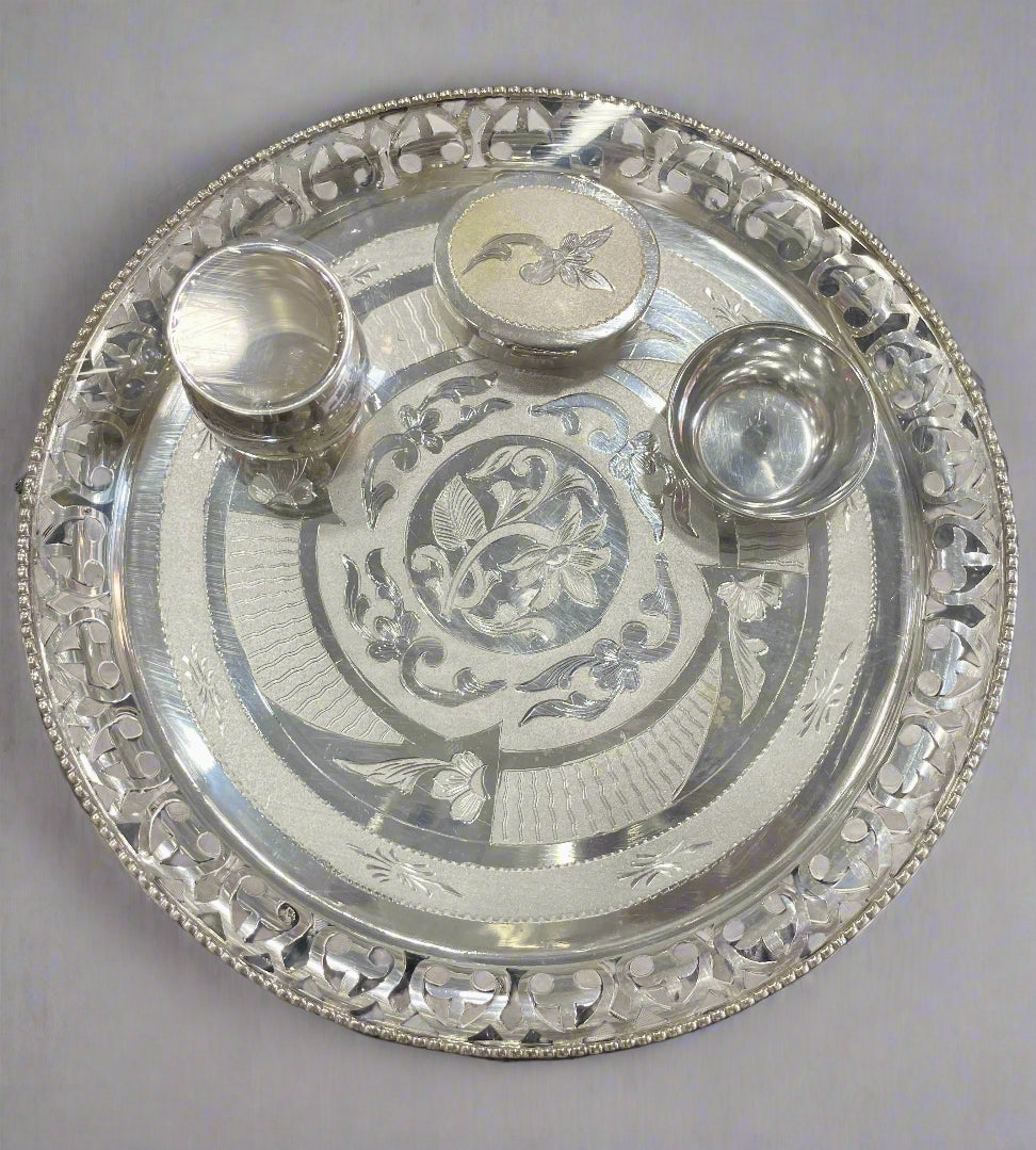 Silver aarti Thali