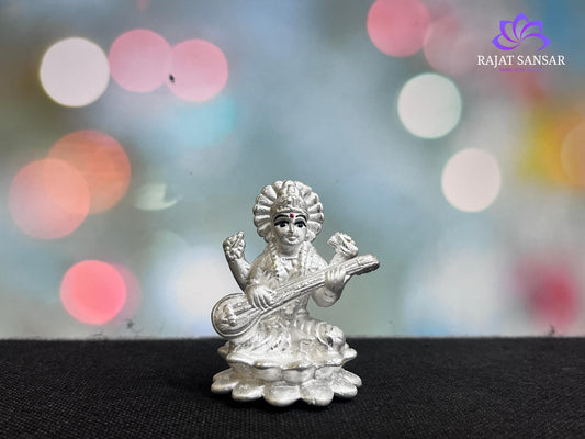Frosting Silver Saraswati Idol