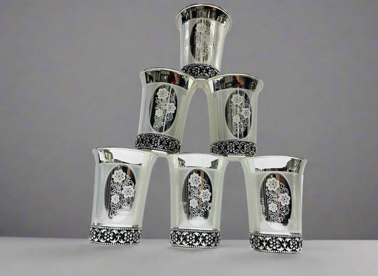 Silver Oxidized Glass Set
