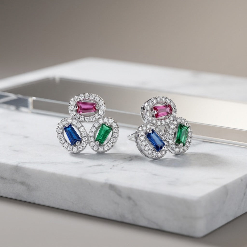 92.5 Sterling Silver Emerald Earring – Elegant, Timeless Luxurious