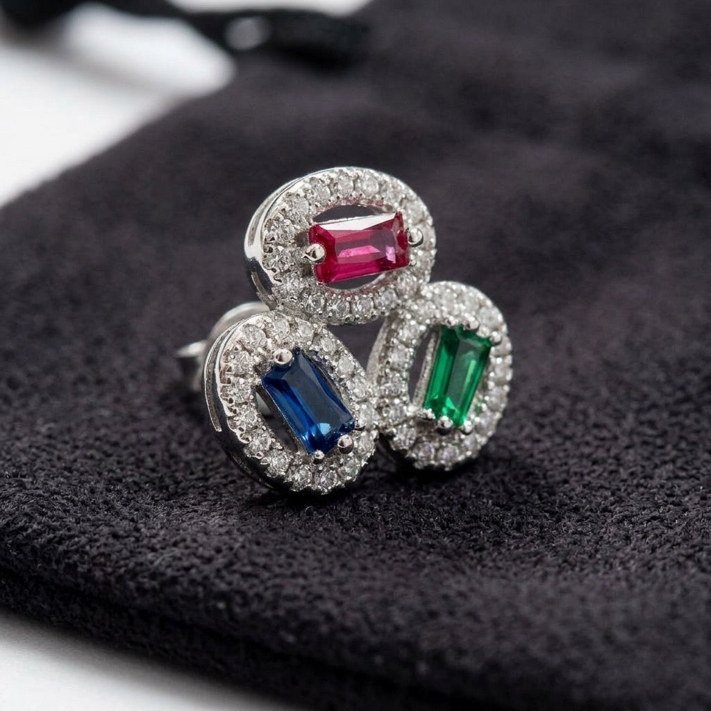 92.5 Sterling Silver Emerald Earring – Elegant, Timeless Luxurious