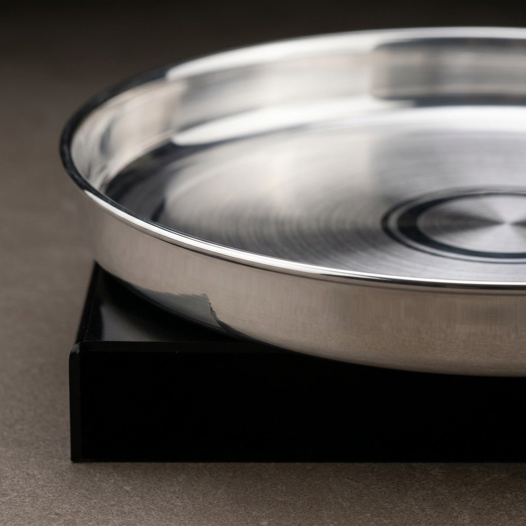 Pure Silver Thali with Standing Borders – Traditional Silver Plate for Pooja & Gifting