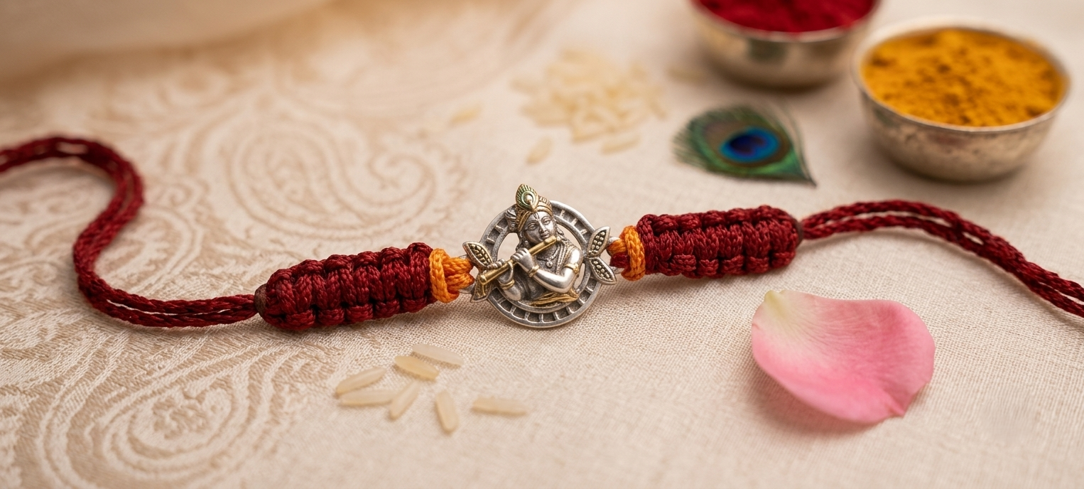 Handcrafted Divine Silver Rakhi Collection- Pack of 2