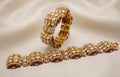 92.5 Silver Polki Rajwadi Bangle lotus Shapes