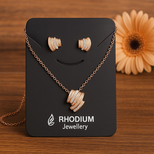 Silver Rhodium Chain Pendant Set