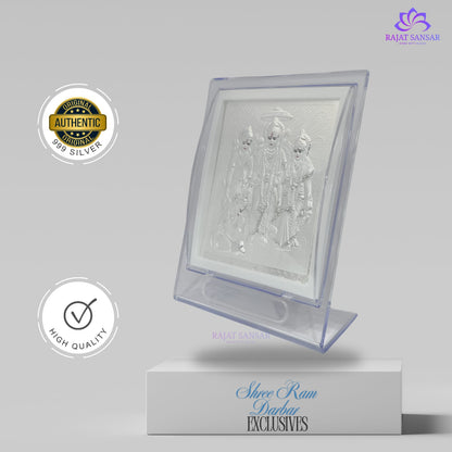 999 Pure Silver Shree Ram Darbar Frame | Ram Ji, Sita Ji, Laxman Ji, Hanuman Ji | for Home, Office, Pooja Room