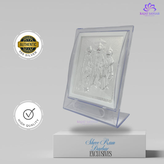 999 Pure Silver Shree Ram Darbar Frame | Ram Ji, Sita Ji, Laxman Ji, Hanuman Ji | for Home, Office, Pooja Room