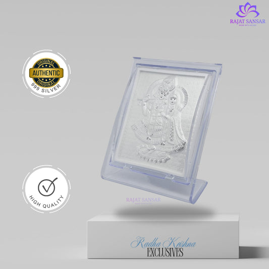 999 Silver Radha Krishna Photo Frame | Table stand