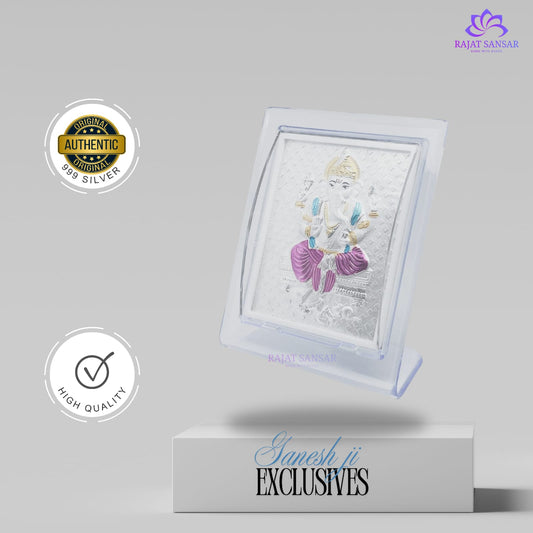 999 Silver Ganesha Ji Pohot Frame Idol | Pooja Room