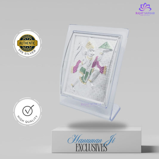 999 Silver Hanuman Ji Photo Frame Idol| Room, Pooja , Office