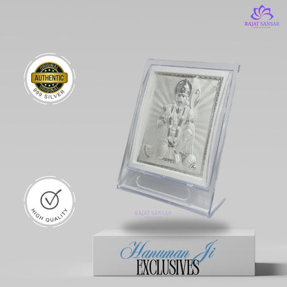 999 Sliver Hanuman Ji Photo Frame Idol| Pooja Room , Office Desk
