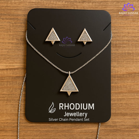 Silver Rhodium Chaine Pendant Set