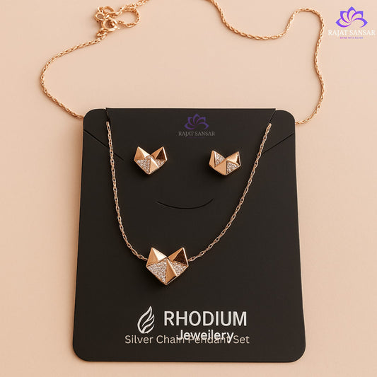 Silver Rhodium Chain Pendant Set