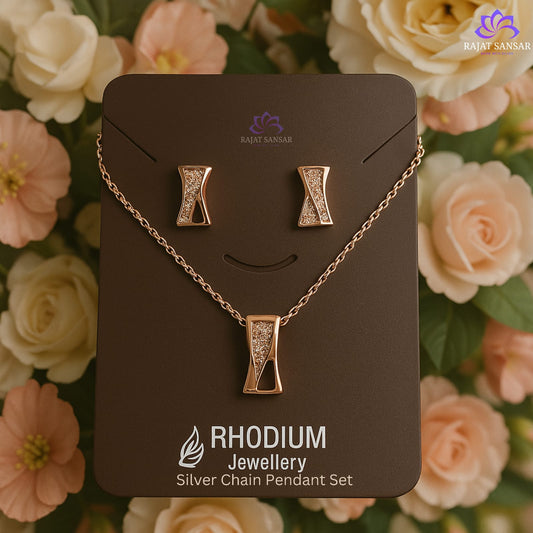 Silver Rhodium Chaine Pendant Set
