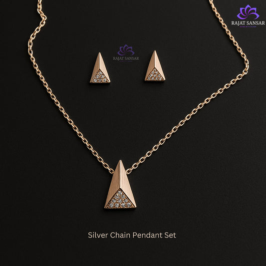 Silver Rhodium Chain Pendant Set