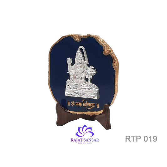 92.5 Silver Mahadev Agate Stone Stand