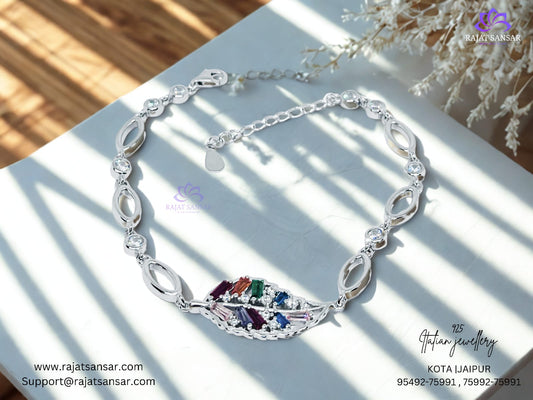 92.5 Italian Silver Multi Colour Bracelet