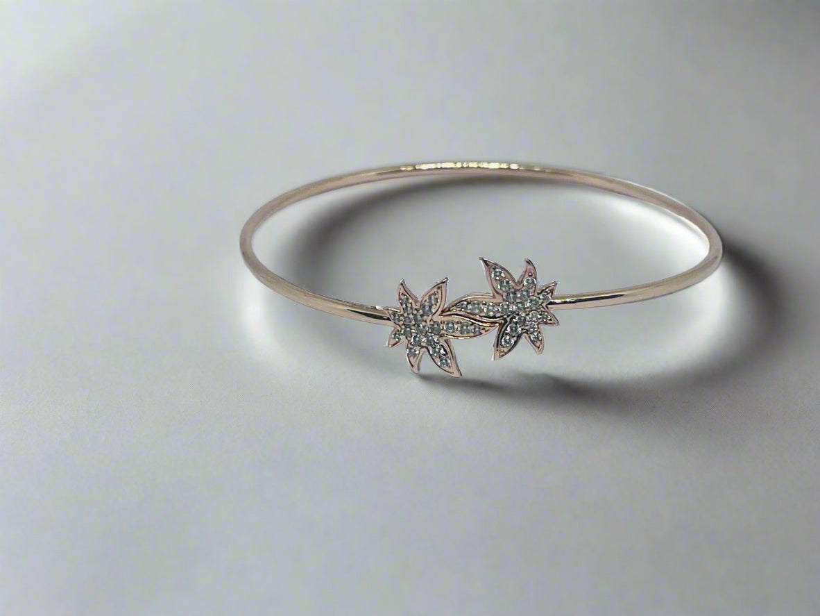 Silver Rose Gold Single Hand Bangle - Star Life