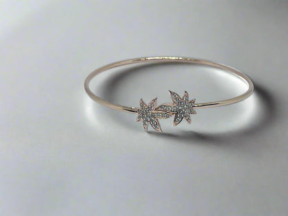 Silver Rose Gold Single Hand Bangle - Star Life