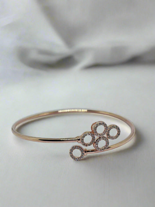 Silver Rose Gold Single Hand Bangle - Fifth Ring