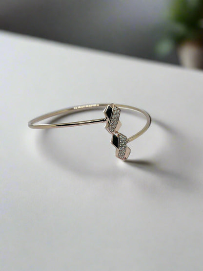 Silver Rose Gold Single Hand Bangle - Eight & Eight