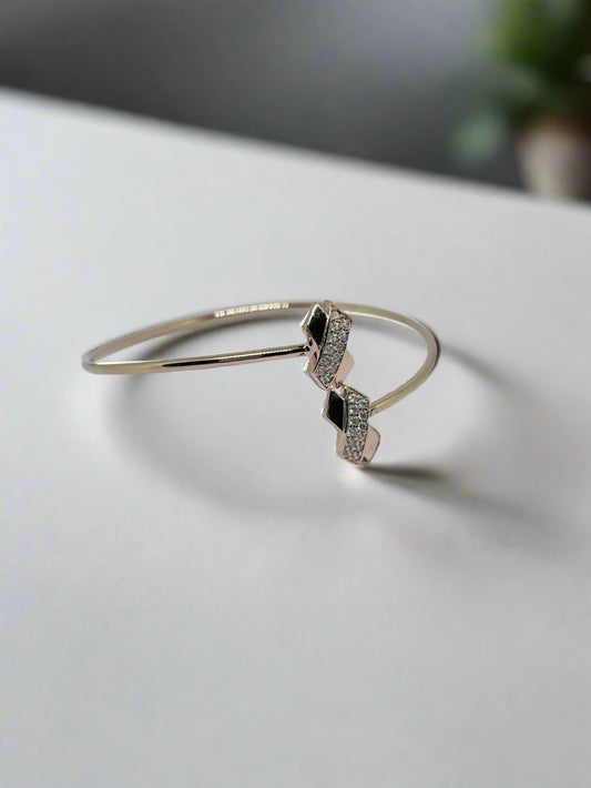Silver Rose Gold Single Hand Bangle - Eight & Eight