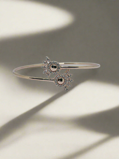 Silver Rose Gold Single Hand Bangle - Shinner