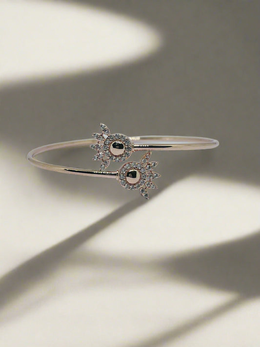 Silver Rose Gold Single Hand Bangle - Shinner