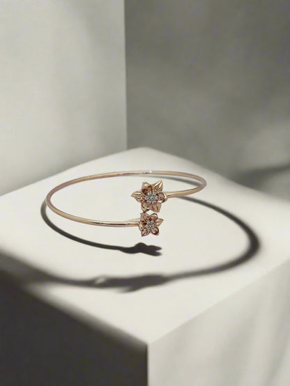Silver Rose Gold Single Hand Bangle
