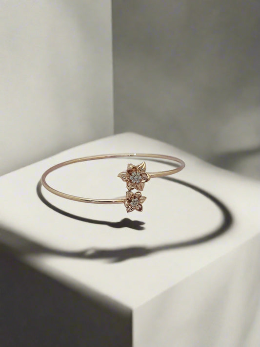 Silver Rose Gold Single Hand Bangle