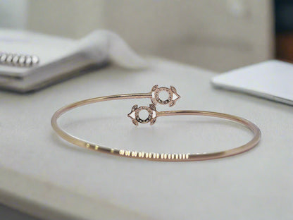 Silver Rose Gold Single Hand Bangle - Persona