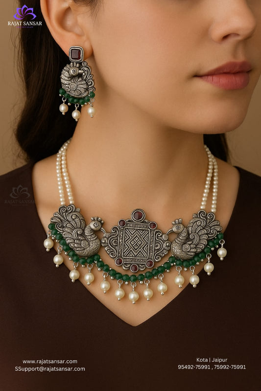 92.5 Silver Temple Jewellery -  Chic Set