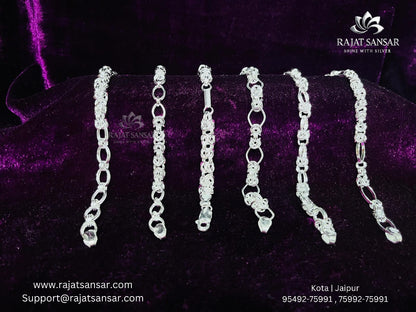 Silver Gents Bracelet - Hollow Chain