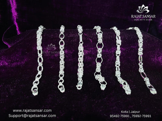 Silver Gents Bracelet - Hollow Chain