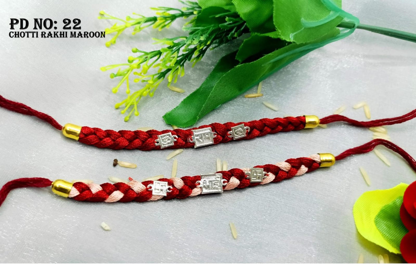 Silver Rakhi- Chotti Rakhi Maroon