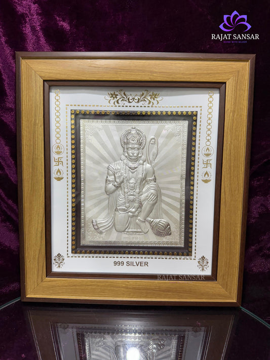 999 PURE SILVER HANUMAN JI PHOTO FRAME – Symbol of Strength & Protection
