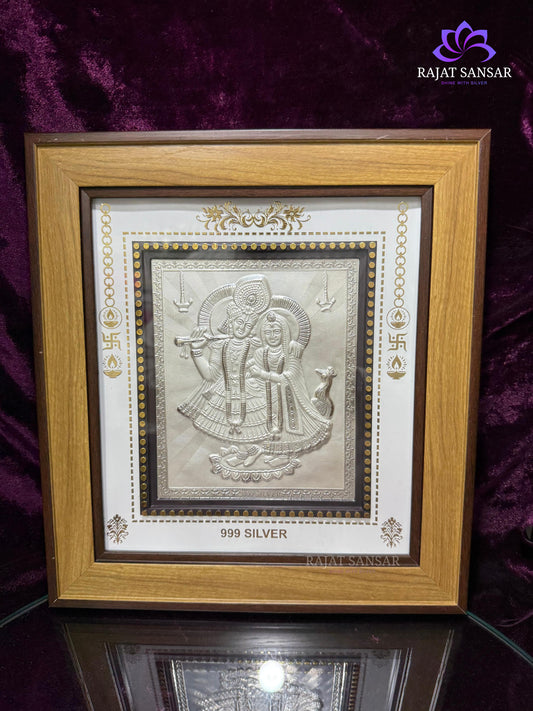 999 Pure Silver Radha Krishna Photo Frame – Eternal Love & Devotion
