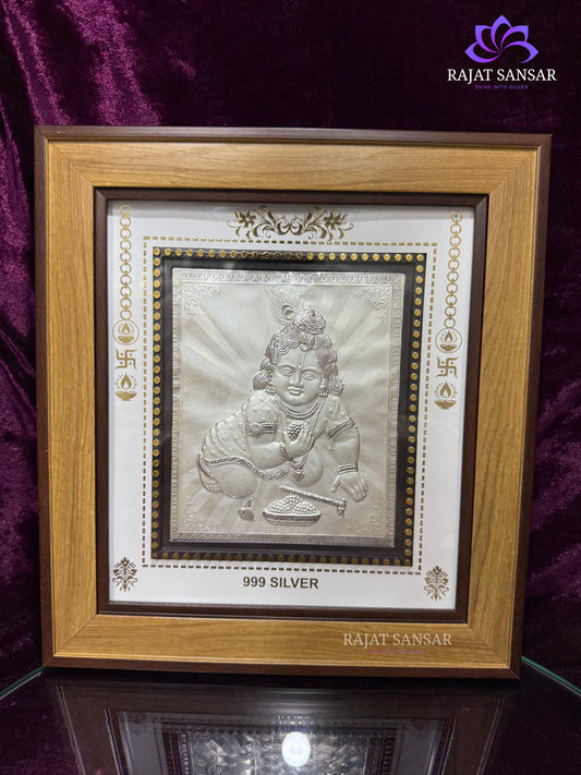 999 Pure Silver Laddu Gopal Photo Frame – Symbol of Joy & Divine Love