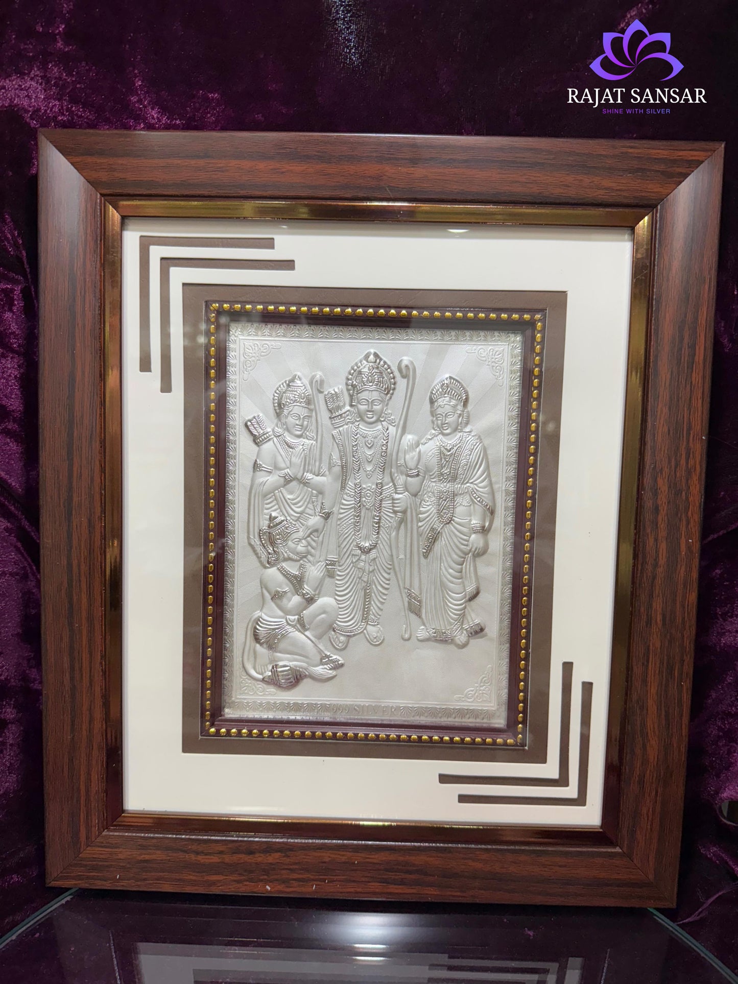 999 Pure Silver Ram Darbar Photo Frame – Symbol of Devotion, Dharma & Protection