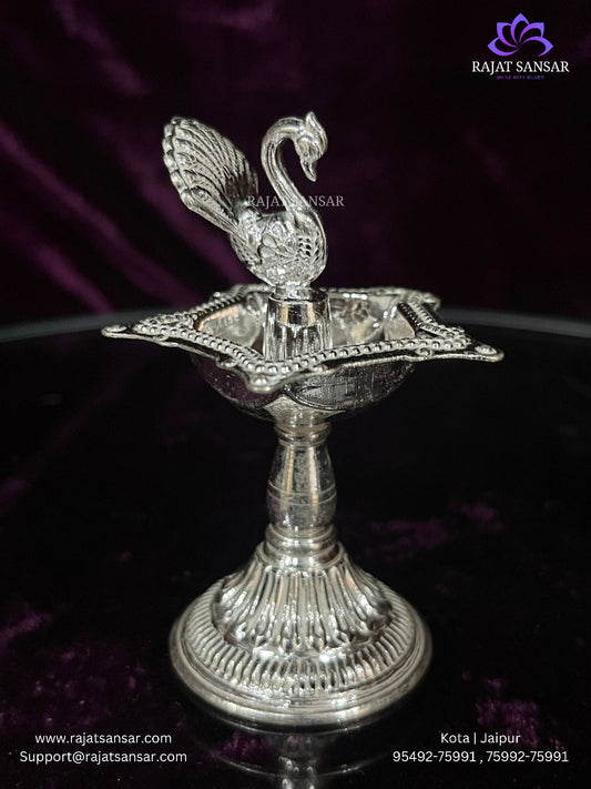 Silver Peacock Diya