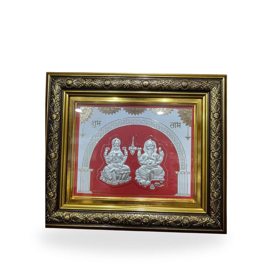 999 Pure Silver Laxmi & Ganesh Ji Frame – Auspicious Gift & Pooja Mandir