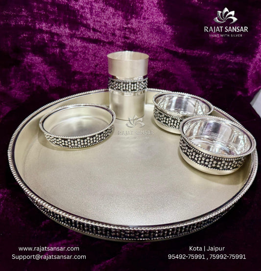 92.5 Hallmarked Silver Dinner Plate With Oxidized Finish